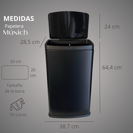 Papelera Automática Munich Black Mate