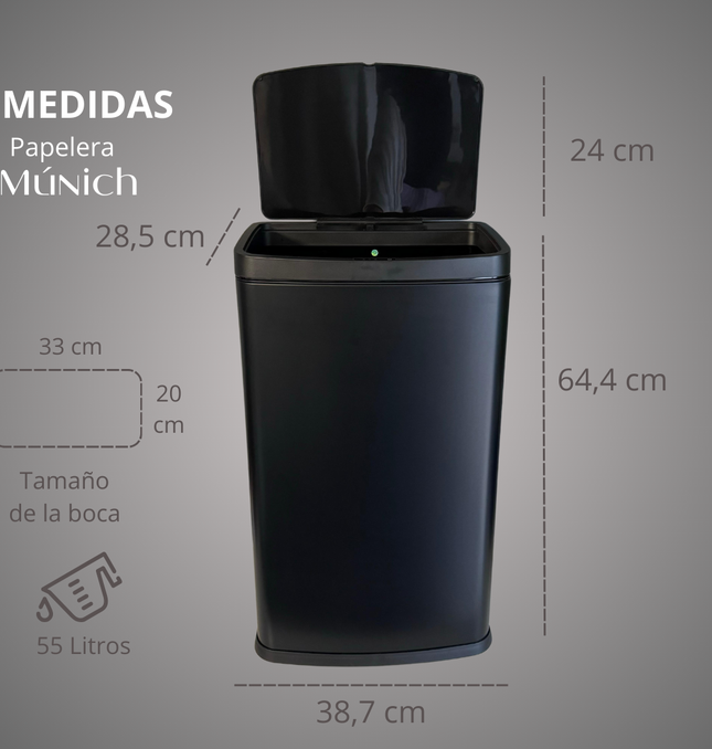 Papelera Automática Munich Black Mate