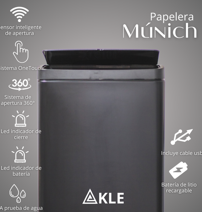 Papelera Automática Munich Black Mate