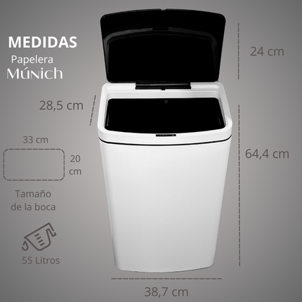 Papelera Automática Munich Blanco Mate