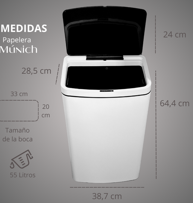 Papelera Automática Munich Blanco Mate