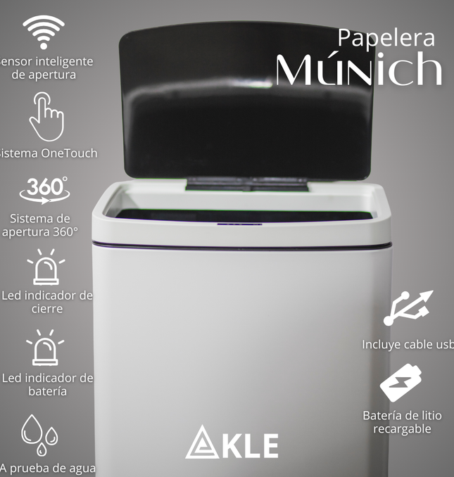 Papelera Automática Munich Blanco Mate