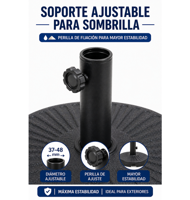 Base Sombrilla Rellenable 35kg Playa Jardín Terraza