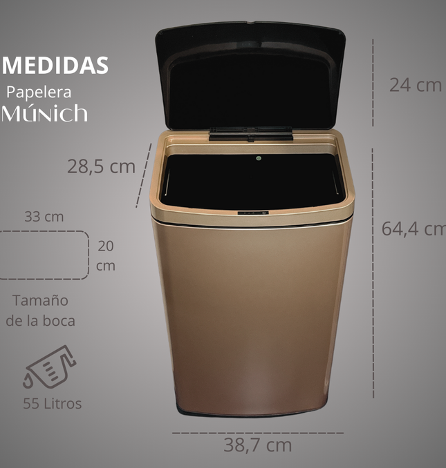 Papelera Automática Munich Gold Rose