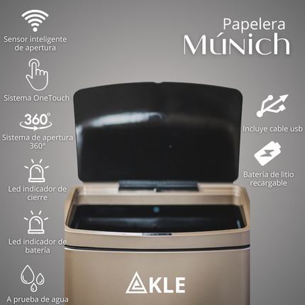 Papelera Automática Munich Gold Rose