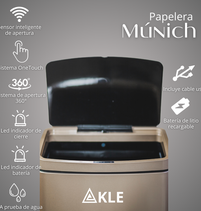 Papelera Automática Munich Gold Rose