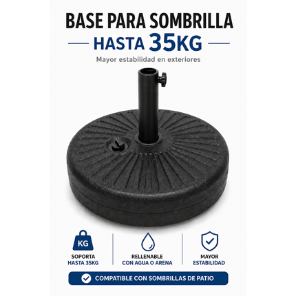 Base Sombrilla Rellenable 35kg Playa Jardín Terraza