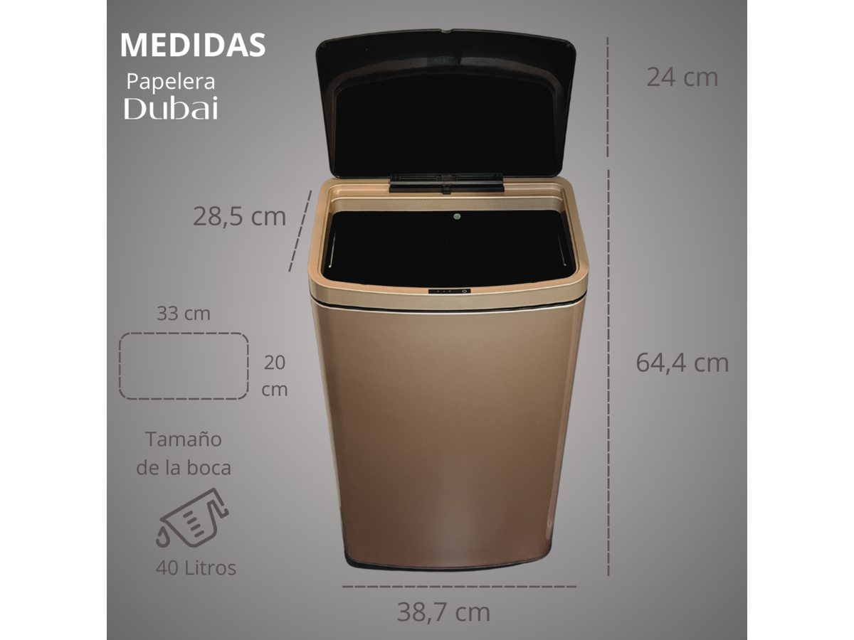 Papelera Automatica Dubai Gold Rose