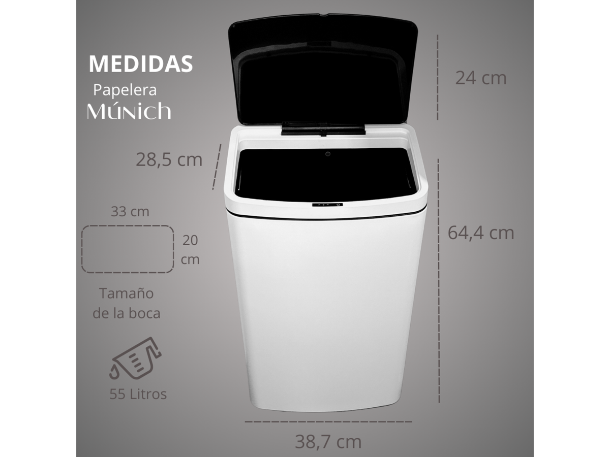 Papelera Automática Munich Blanco Mate