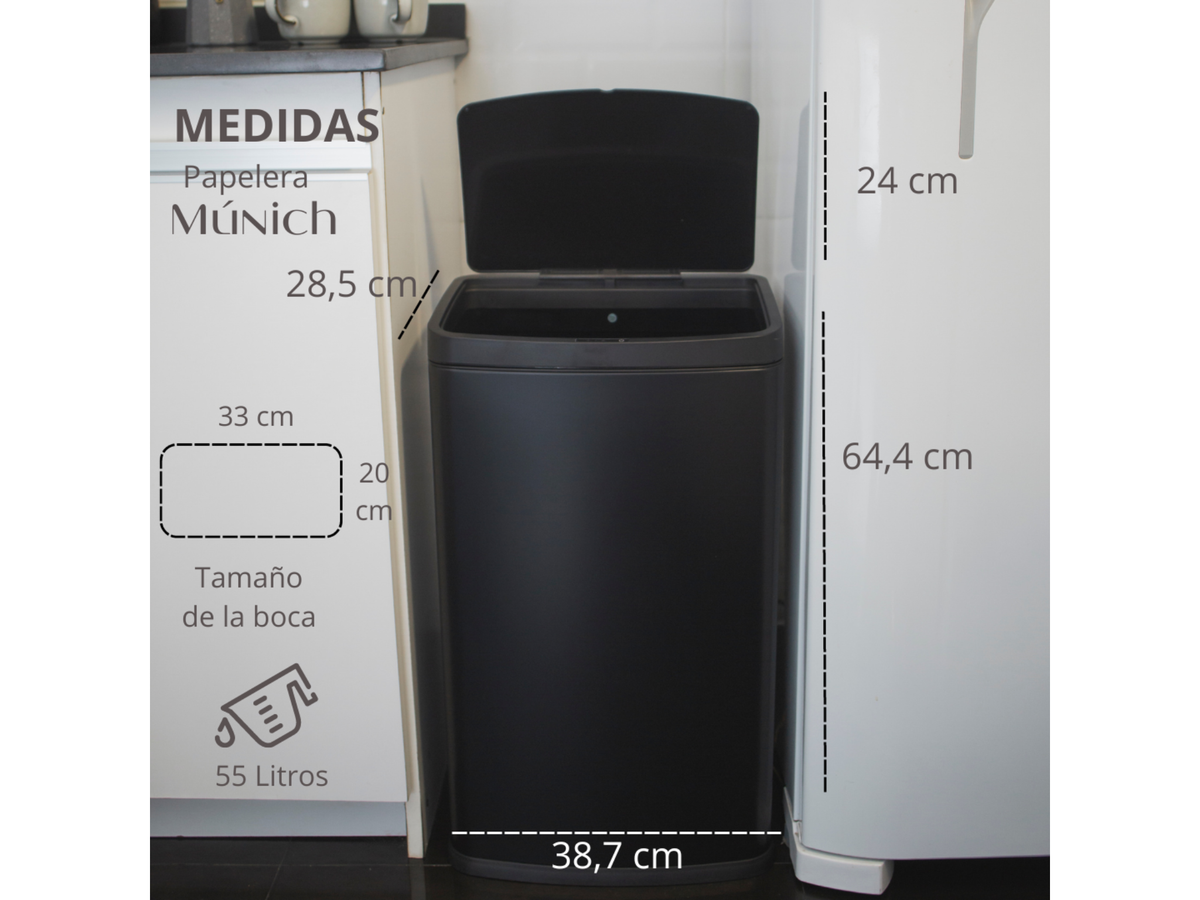 Papelera Automática Munich Black Mate