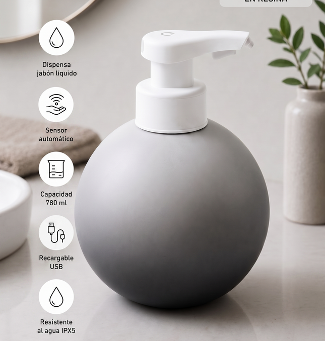 Dispensador Automático Jabón Espuma 780ml Sensor Resina