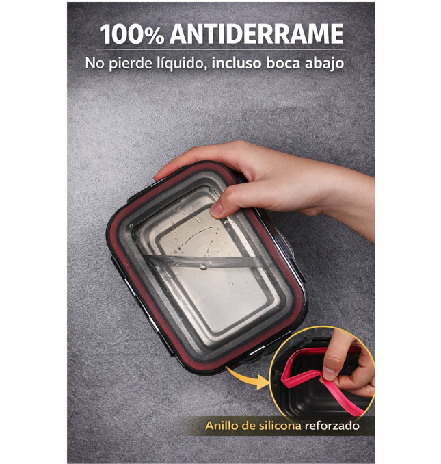 Set Tuppers Acero Inoxidable 3 Tamaños (220, 600 y 1200 ml)