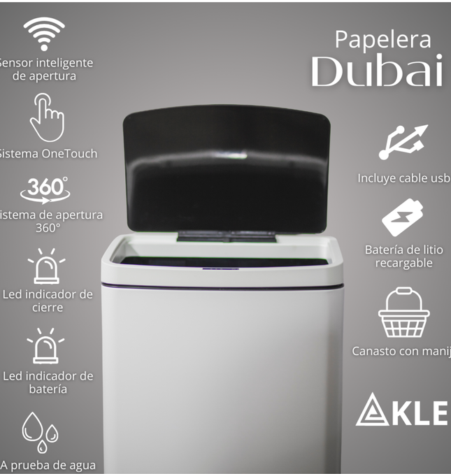 Papelera Automatica Dubai Blanco Mate