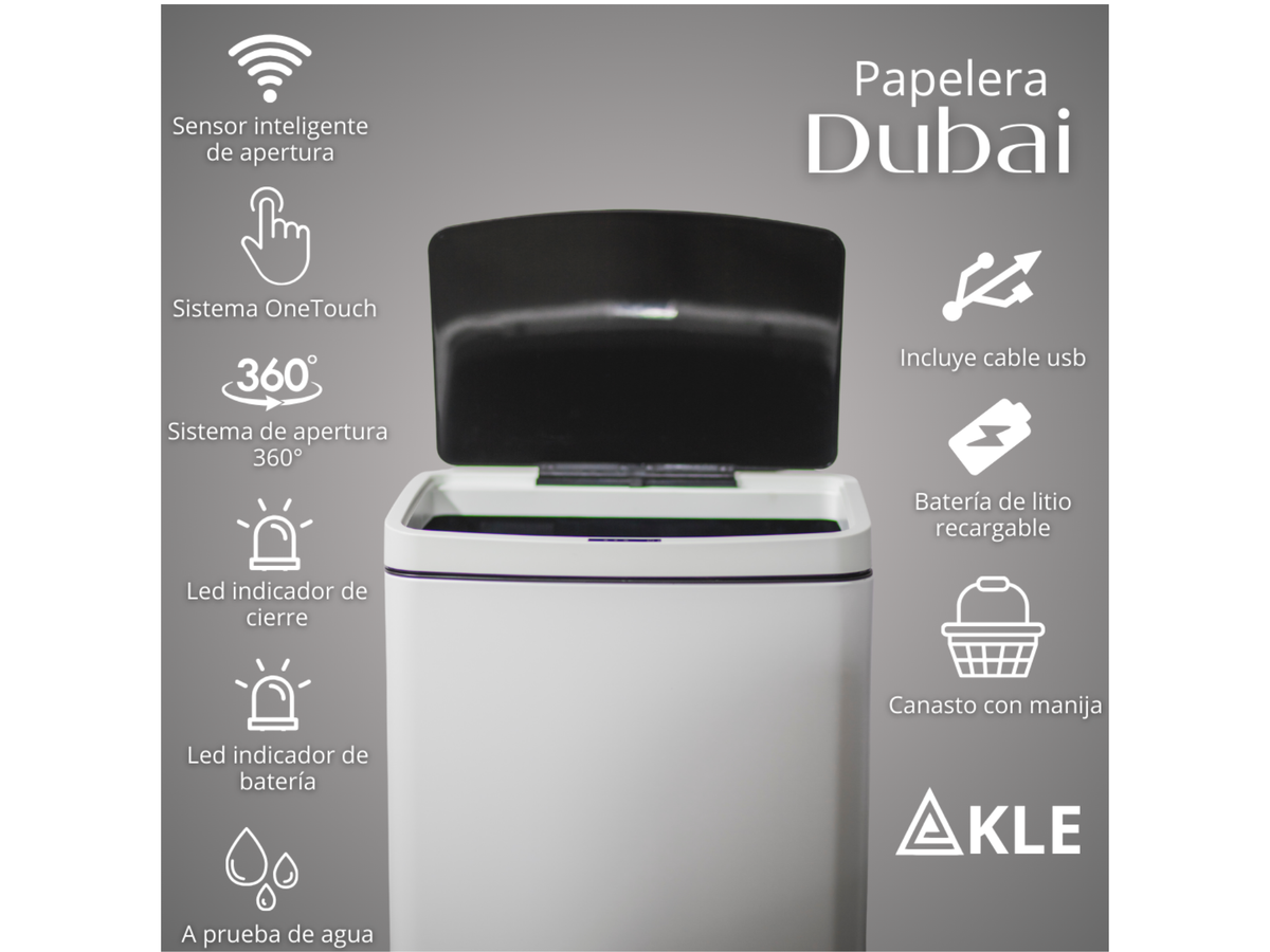 Papelera Automatica Dubai Blanco Mate