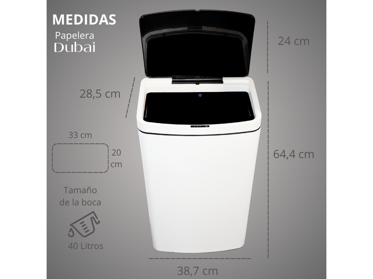 Papelera Automatica Dubai Blanco Mate