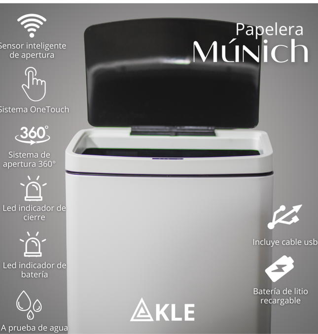 Papelera Automática Munich Blanco Mate