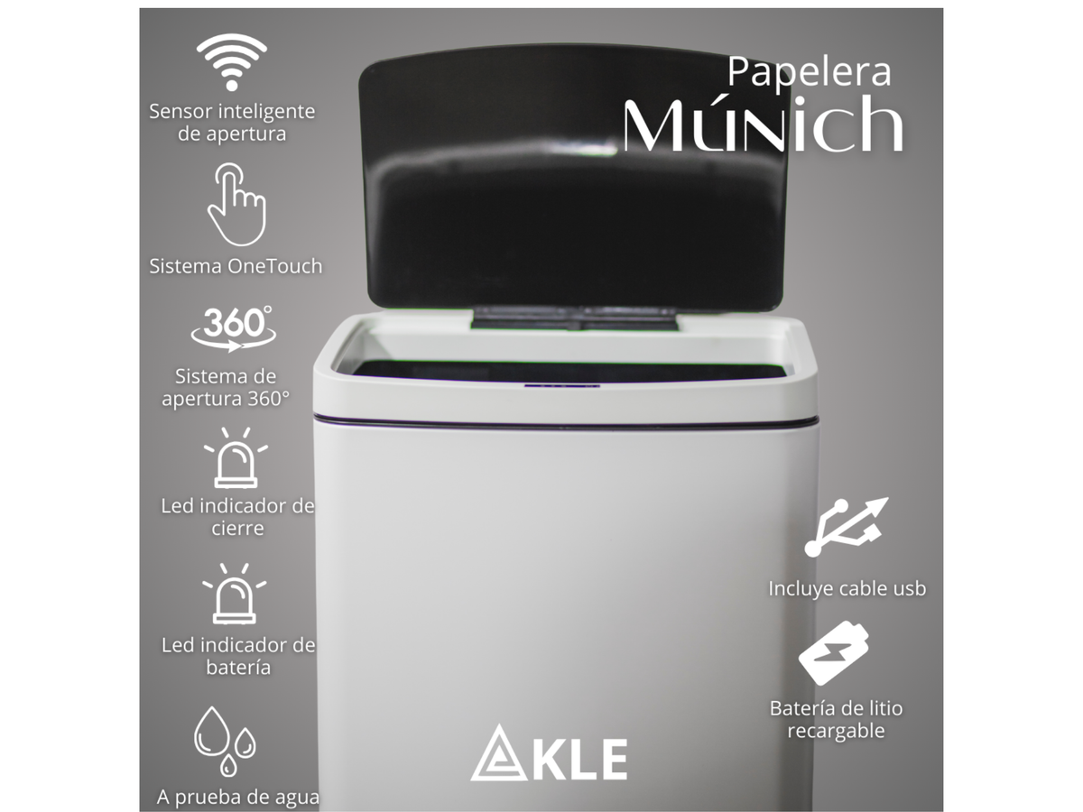 Papelera Automática Munich Blanco Mate
