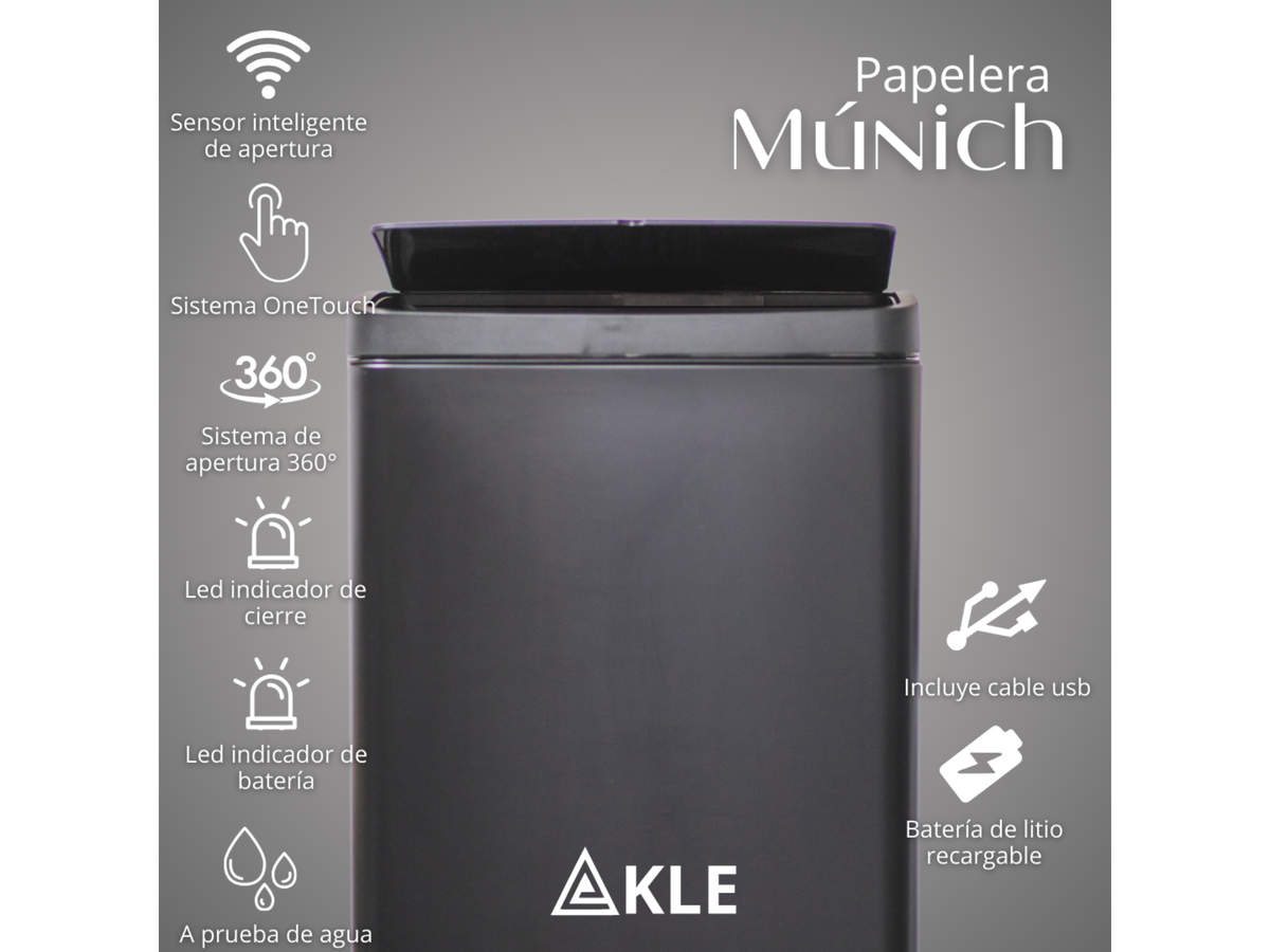 Papelera Automática Munich Black Mate