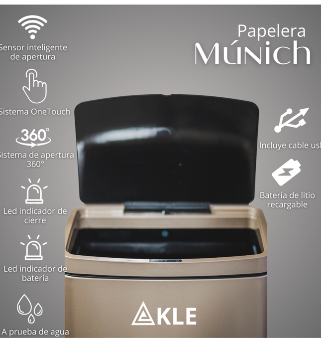 Papelera Automática Munich Gold Rose