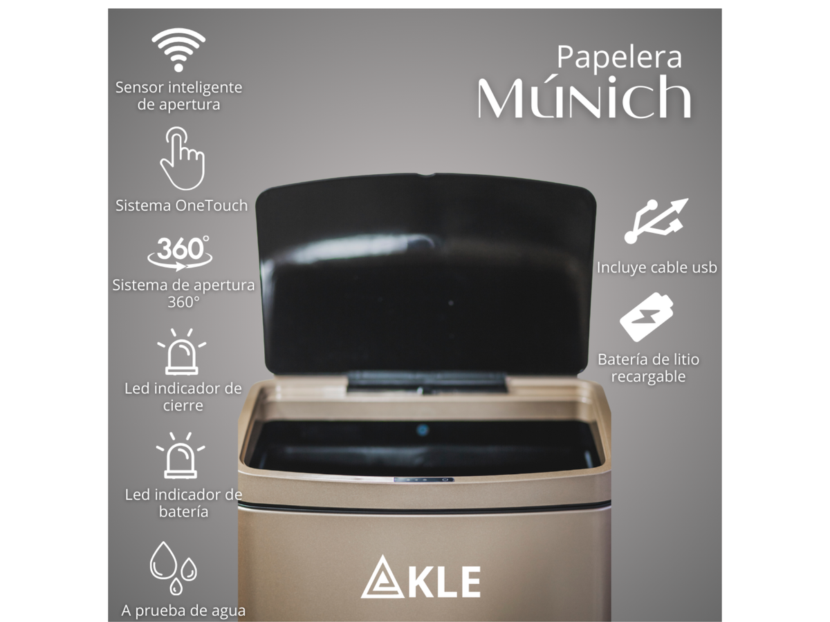 Papelera Automática Munich Gold Rose