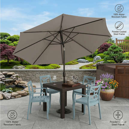 Sombrilla Jardín Led 2.7m Con Base Inclinable Exterior