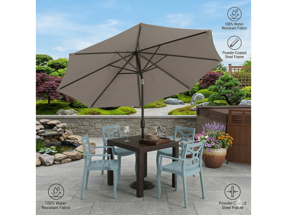 Sombrilla Jardín Led 2.7m Con Base Inclinable Exterior
