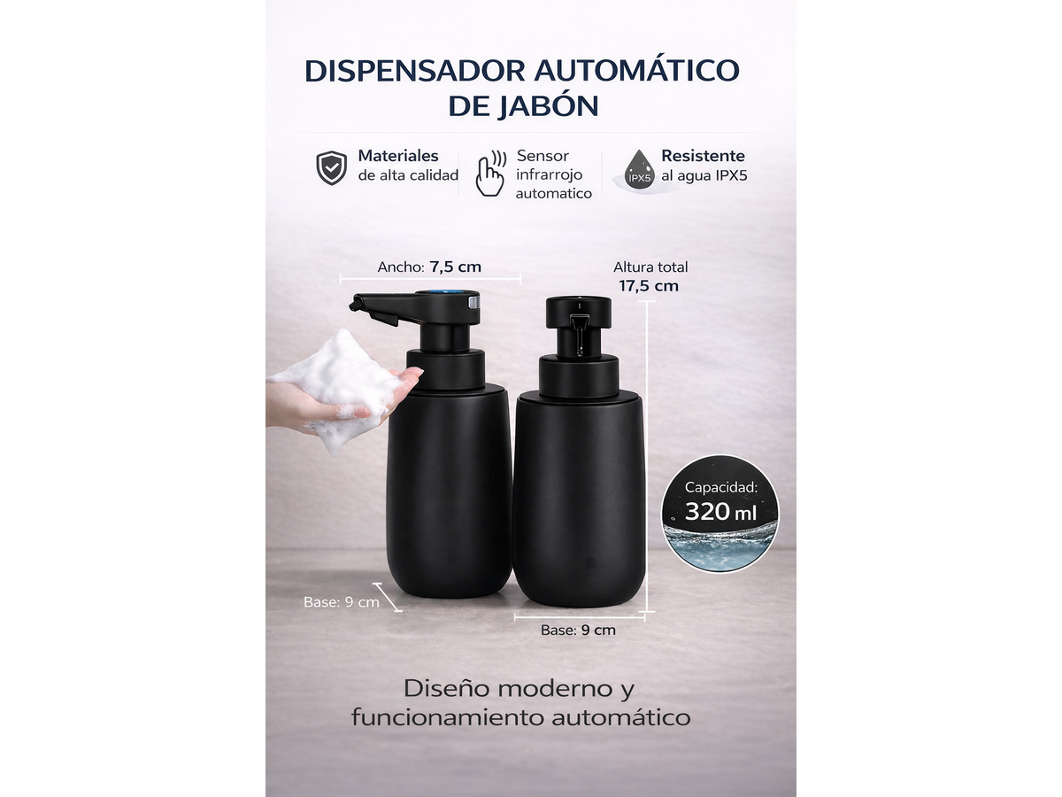 Dispensador Automático de Jabón Espuma 320 ml (Cerámica)
