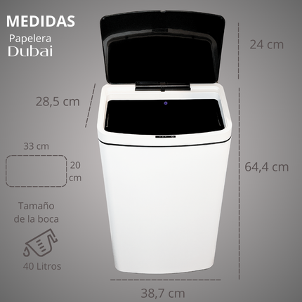 Papelera Automatica Dubai Blanco Mate