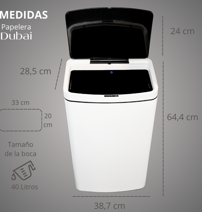 Papelera Automatica Dubai Blanco Mate