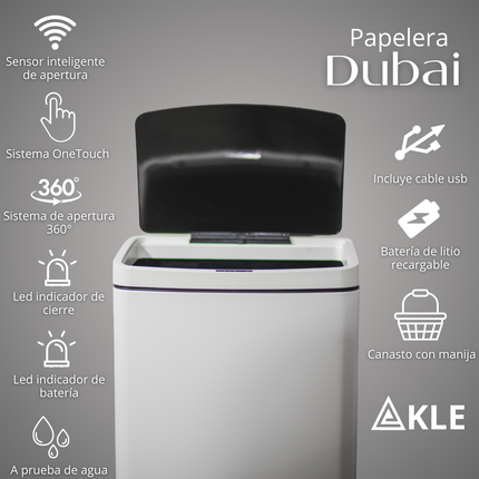 Papelera Automatica Dubai Blanco Mate