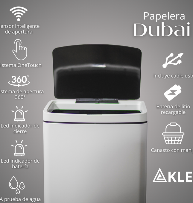 Papelera Automatica Dubai Blanco Mate