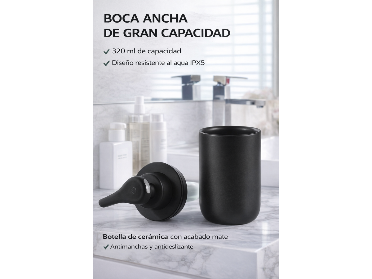 Dispensador Automático de Jabón Líquido 320 ml (Cerámica)