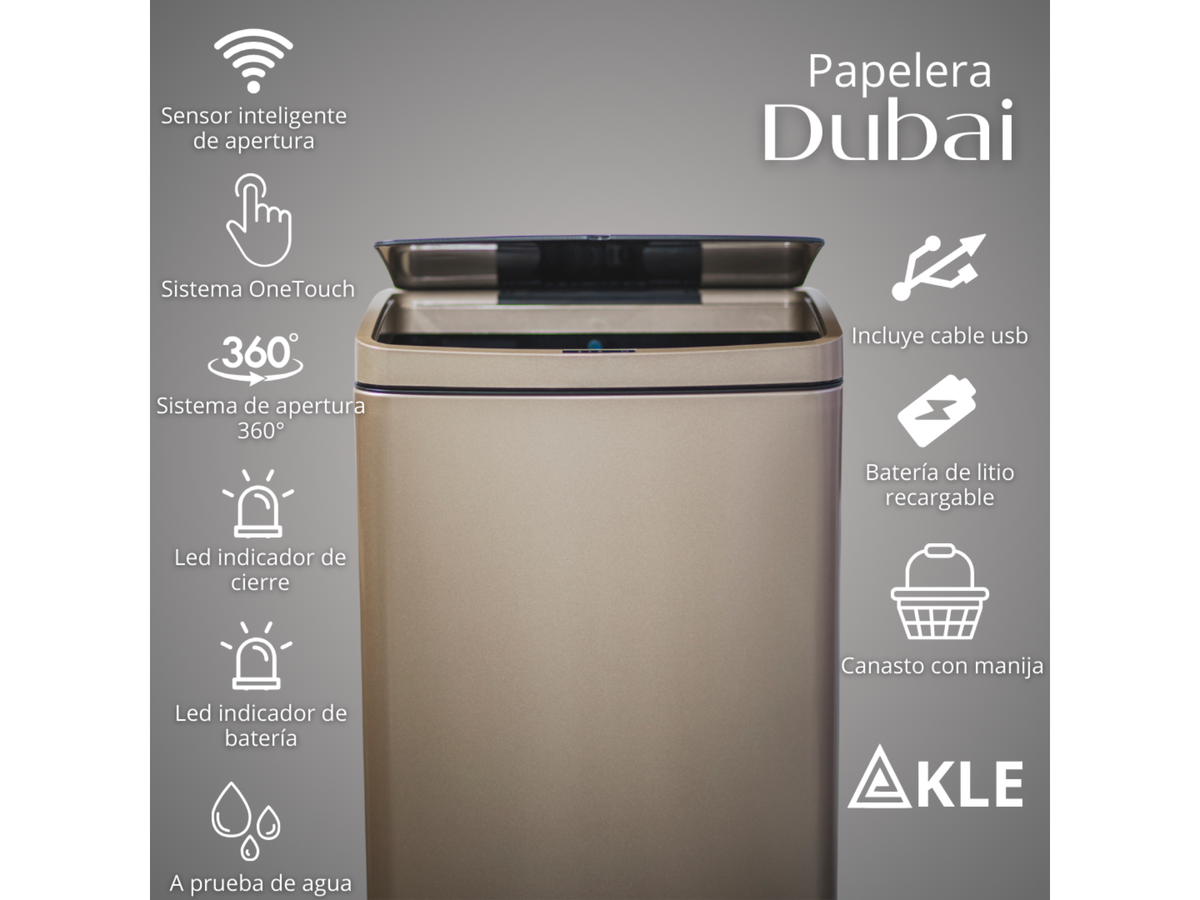 Papelera Automatica Dubai Gold Rose
