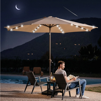 Sombrilla Jardín Led 2.7m Inclinable Exterior