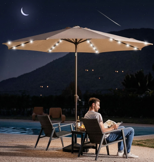 Sombrilla Jardín Led 2.7m Inclinable Exterior