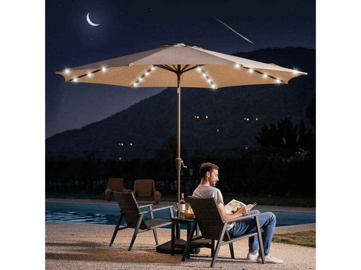 Sombrilla Jardín Led 2.7m Inclinable Exterior