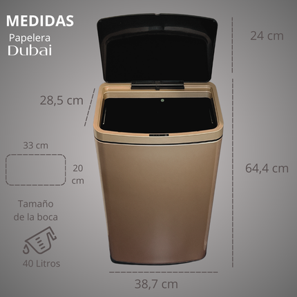 Papelera Automatica Dubai Gold Rose