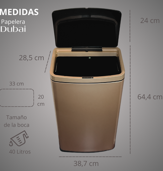 Papelera Automatica Dubai Gold Rose