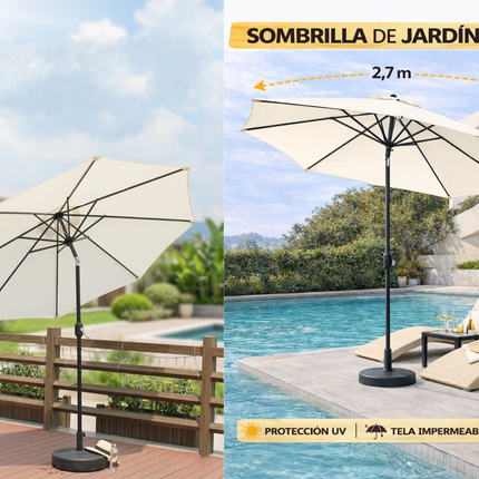 Sombrilla Jardín Led 2.7m Inclinable Exterior