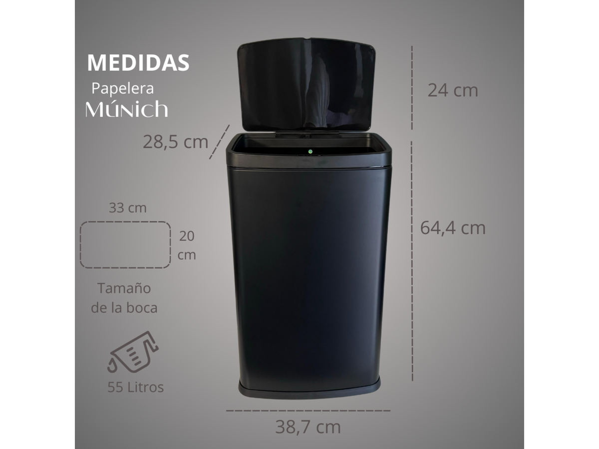 Papelera Automática Munich Black Mate