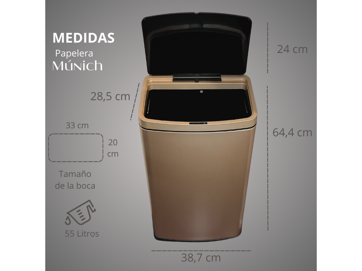 Papelera Automática Munich Gold Rose
