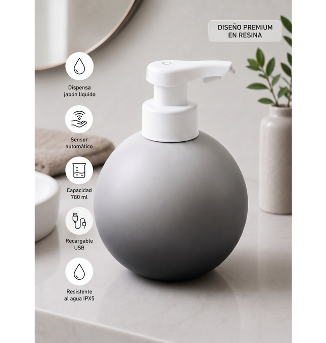 Dispensador Automático Jabón Líquido 780ml Sensor Resina