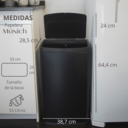 Papelera Automática Munich Black Mate