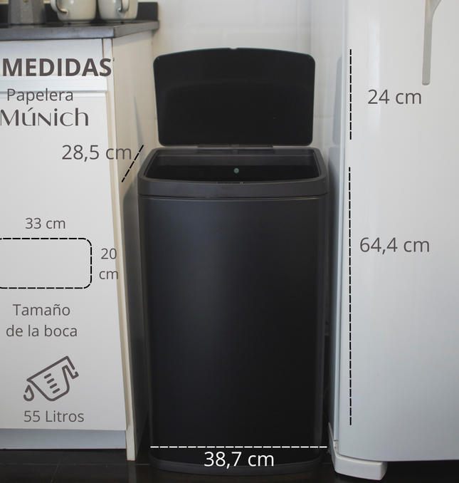 Papelera Automática Munich Black Mate