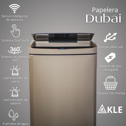 Papelera Automatica Dubai Gold Rose