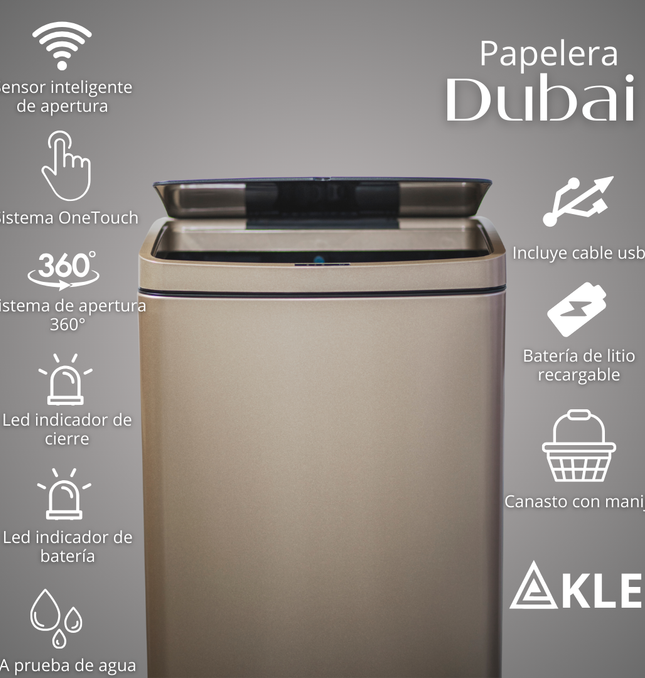 Papelera Automatica Dubai Gold Rose