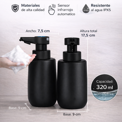 Dispensador Automático de Jabón en Espuma 320 ml Cerámica Recargable USB