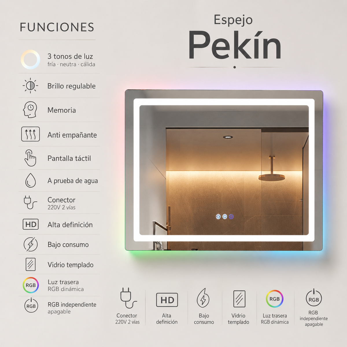Espejo Led Pekín