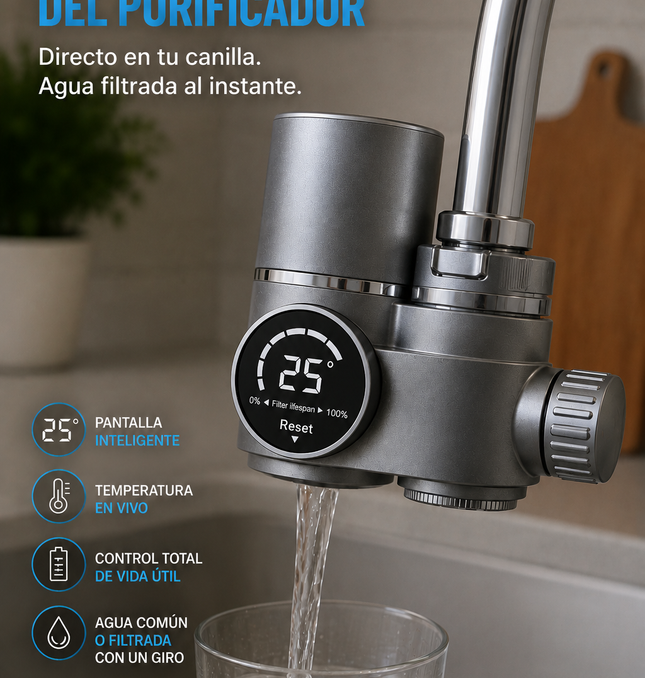 Purificador Agua UV Canilla Display Digital + Filtro Extra