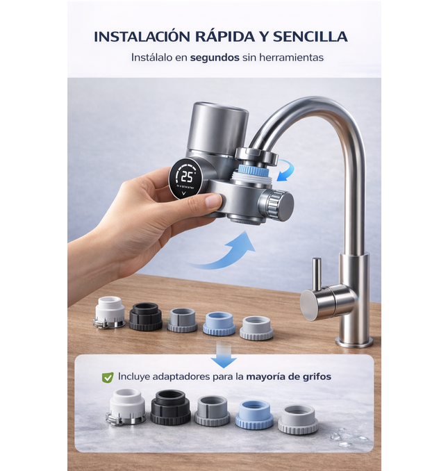 Purificador Agua UV Canilla Display Digital + Filtro Extra